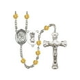 thumbnail image 1 of St. Christopher/Basketball Silver-Plated Rosary 6mm November Yellow Fire Polished Beads Crucifix Size 1 5/8 x 1 medal charm, 1 of 1