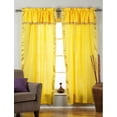 thumbnail image 2 of 2 Panels 2 Tiebacks-Gypsy Rod Pocket Curtains w/ Beaded Valance Yellow 60W 63L, 2 of 3