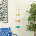 thumbnail image 2 of DecMode 35" Multi Colored Metal Indoor Outdoor Geometric Windchime with Stained Glass, 2 of 9