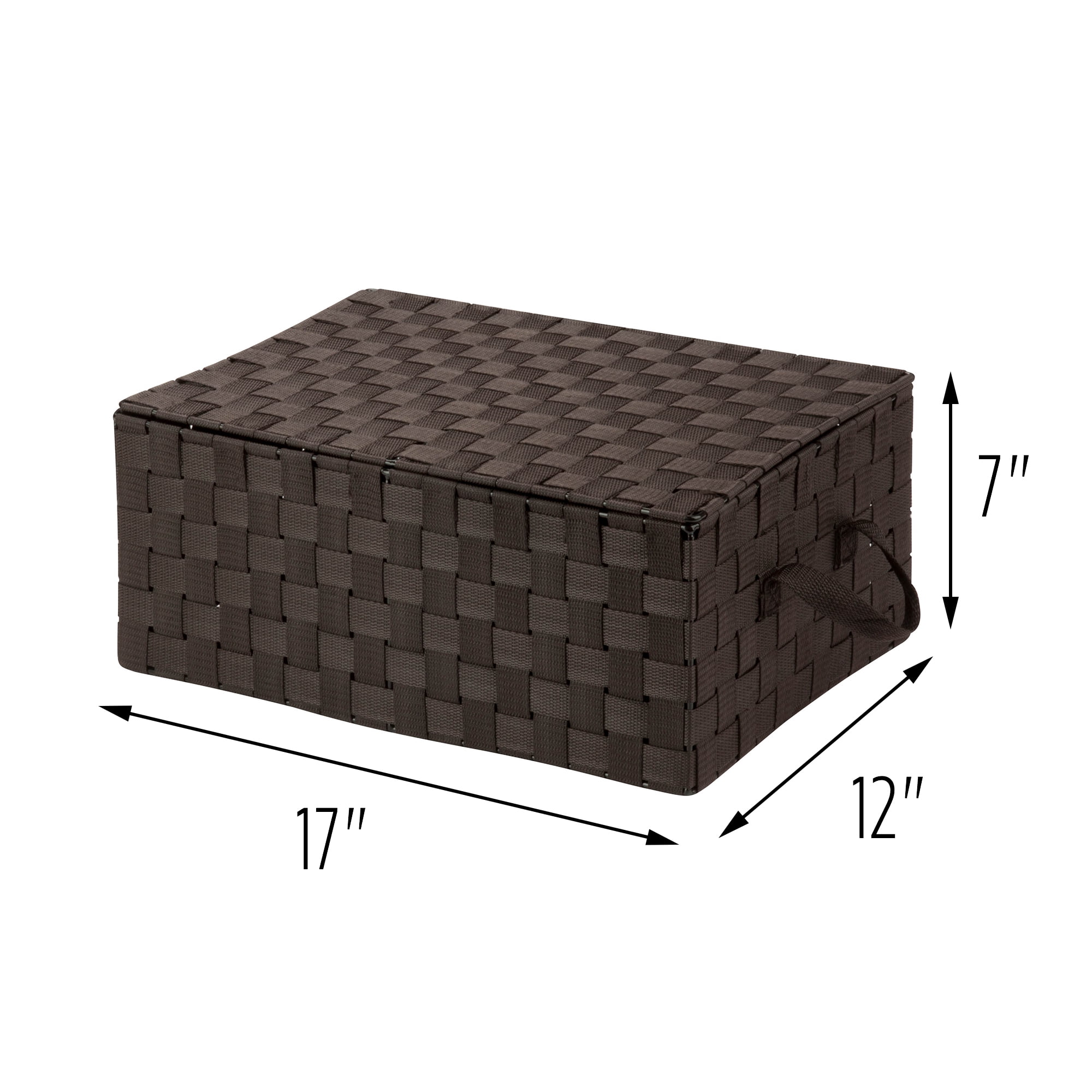 Honey-Can-Do Woven Box With Hinged Lid, Espresso