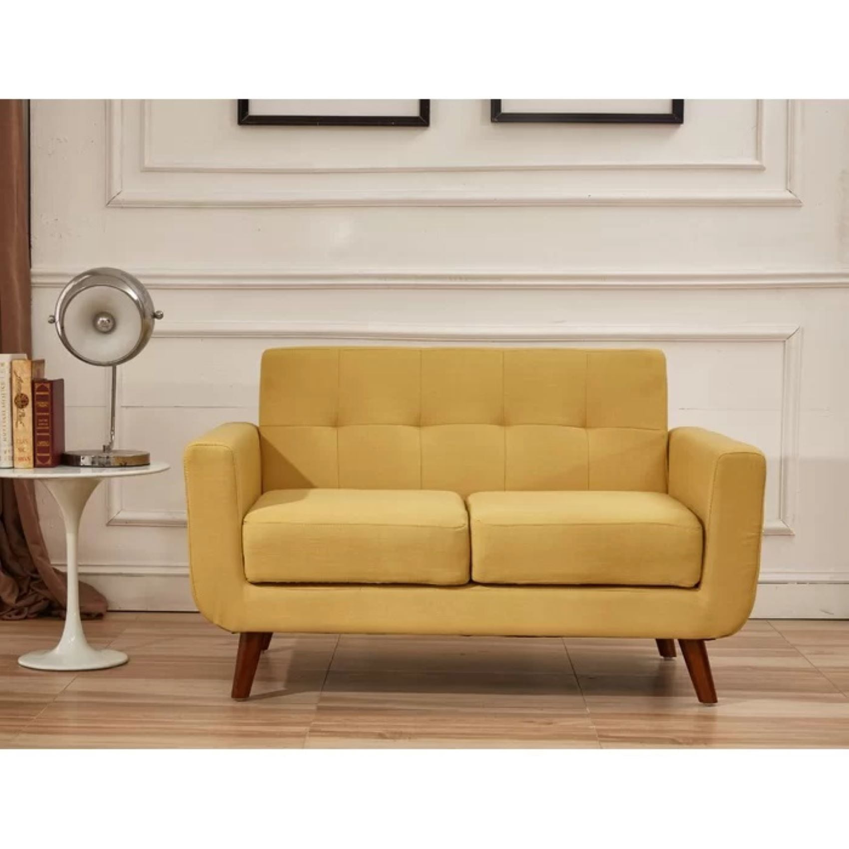 Uspridefurniture Zohaib 51'' Linen Square Arm Loveseat,Yellow