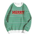 thumbnail image 4 of Tiweut Christmas Sweatshirts for Women Glitter Patch Merry Christmas Letter Print Sweater Embroidered Striped Pullover Tops,Z1 Green,3XL, 4 of 4