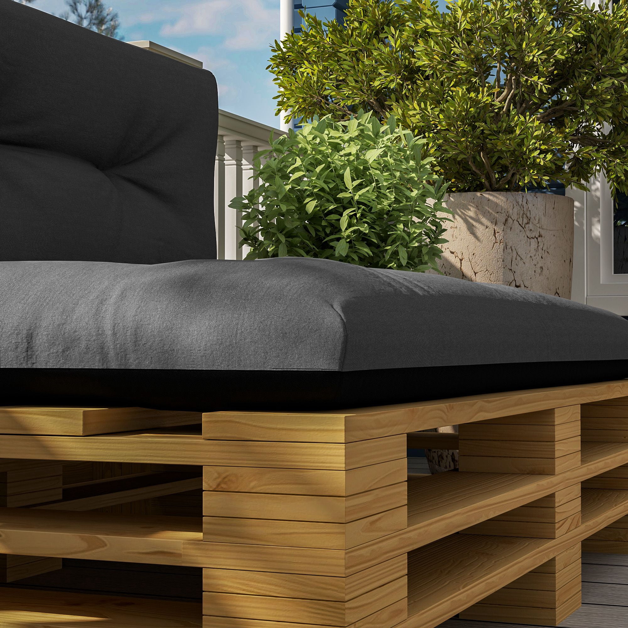 Alvantor 47"Patio Cushions 2 Seater Pallet Cushions 3.9" Bench Cushion for Garden, Patio, Black