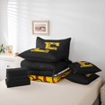 thumbnail image 6 of Feelyou Cartoon Baseball Print Twin Bedding Sets 7-Piece, Monogrammed E Bedding Comforter Set, Black Gold Stripes Abstract Reversible Sheet Sets, Lightweight Room Decor, 6 of 8