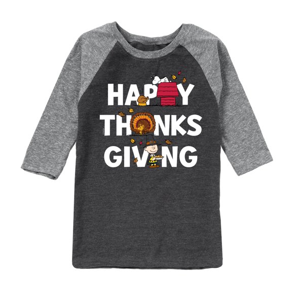 Peanuts - Happy Thanksgiving Icons - Toddler And Youth Raglan Graphic T-Shirt