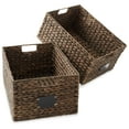 thumbnail image 3 of Casafield (Set of 2) Water Hyacinth 12-1/2"x17"x8" Pantry Baskets w/ Chalkboard Labels and Marker - Espresso, Woven Storage Bins for Kitchen Shelves, 3 of 7
