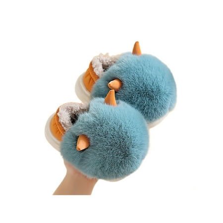 

Crocowalk Kids Winter House Shoes Cartoon Animal Slippers Plush Lining Fuzzy Slipper Comfort Slip On Warm Indoor Shoe Unisex Soft Bow Fluffy Slides Blue 11.5C-12C