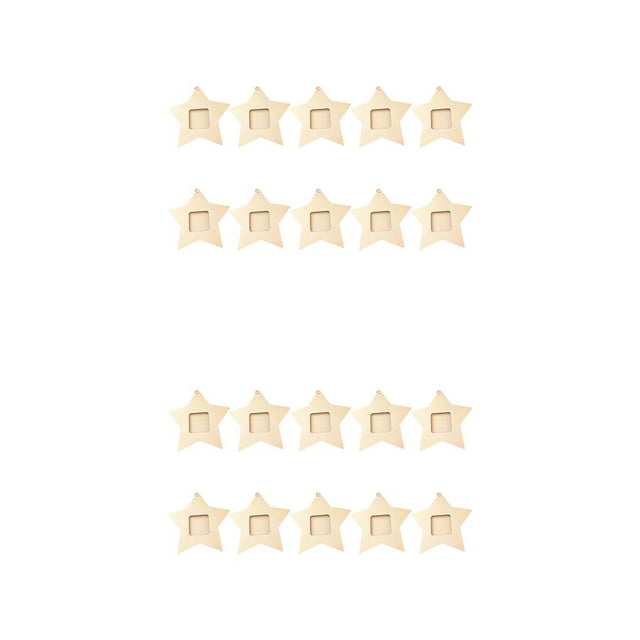 Langgg 10 Pieces Christmas Tree Plywood Photo Frame Assortment Hotel Living Room Wall Star Hanging Decoration Assorted Kit 2Set