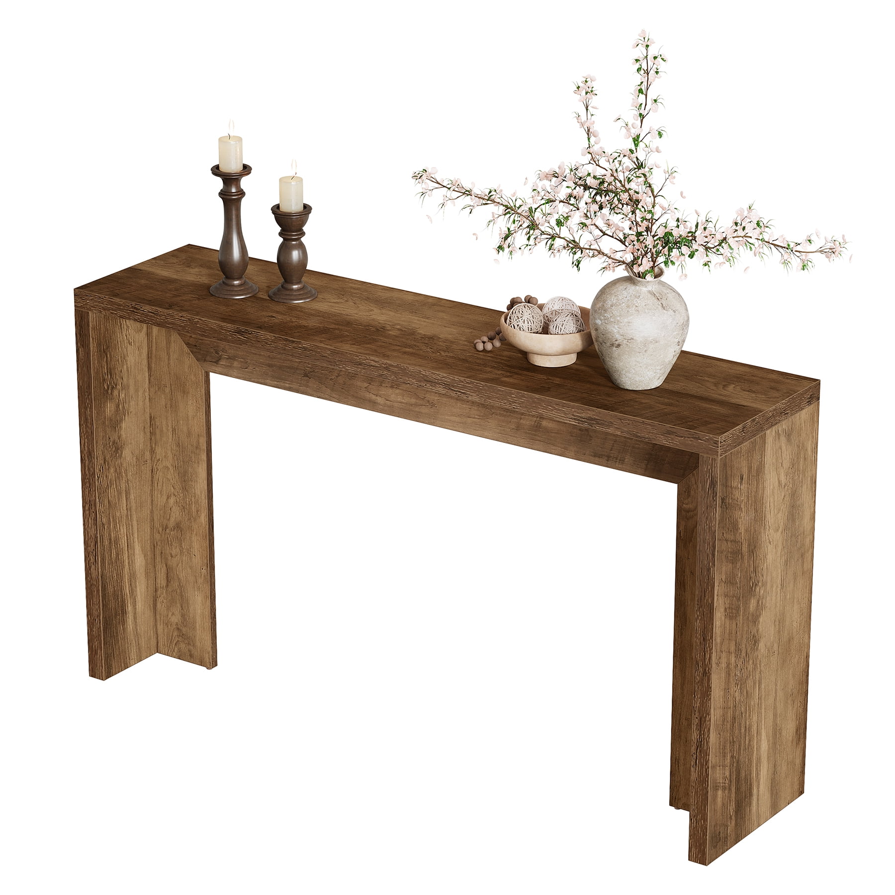 Tribesigns 55-Inch Farmhouse Console Table with Storage, Rustic Brown Wooden Sofa Table for Entryway, Foyer, Hallway, Living Room, Easy Assembly