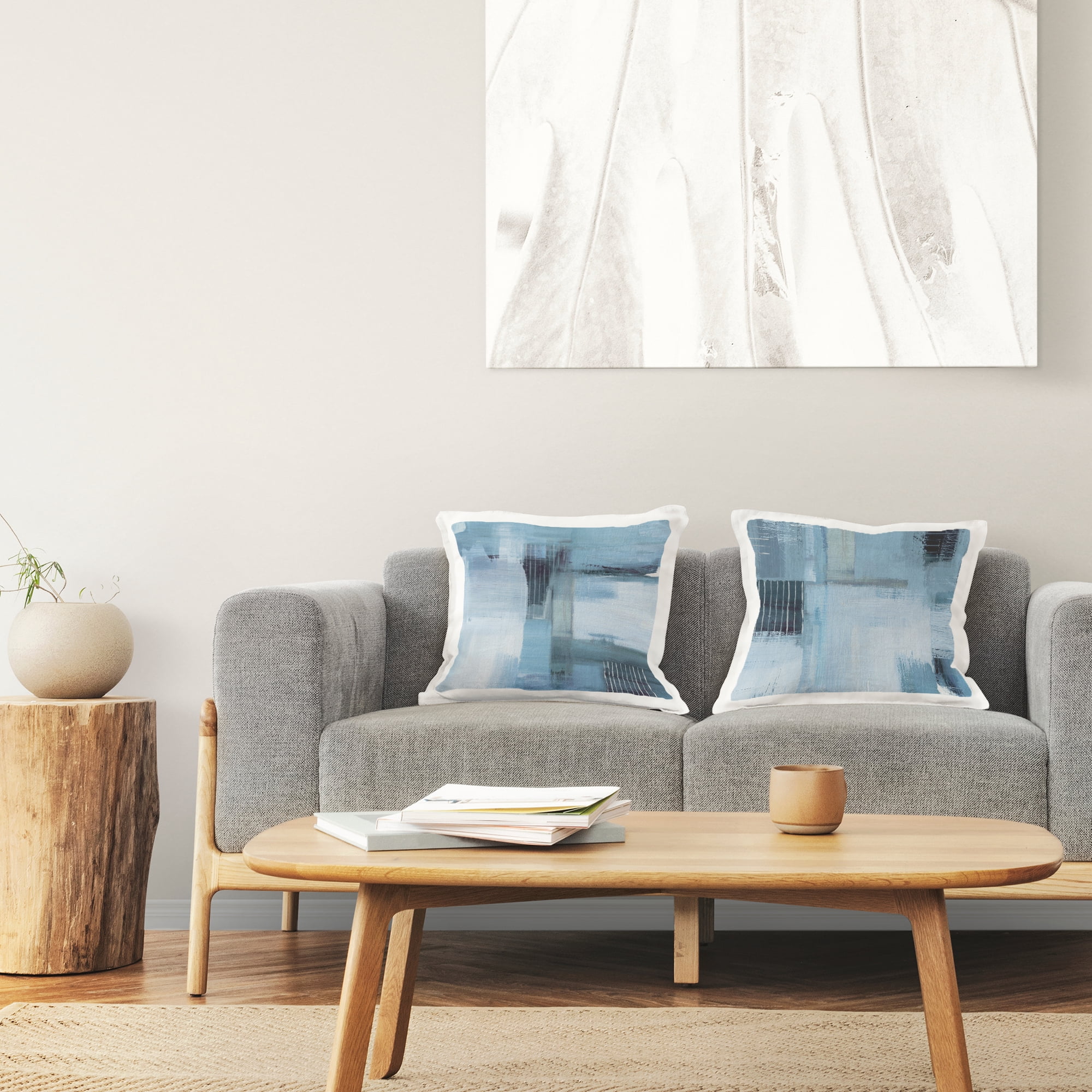 Stupell Industries Funky Blue Abstracts Decorative Printed Throw Pillow Design by Susan Jill.