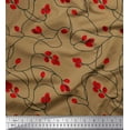 thumbnail image 1 of Soimoi Brown Velvet Fabric Red Berries Fruits Decor Fabric Printed Yard 58 Inch Wide, 1 of 5