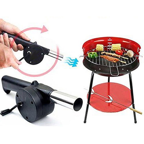 New UK Barbecue Charcoal Hand Held Fan Plastic BBQ Grill Flames Air Crank Blower 