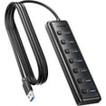 thumbnail image 1 of BENFEI USB 3.0 Hub 7-Port, 3.3ft Ultra-Slim Portable USB Splitter - Compatible with MacBook Pro/Air,Mac Pro, Mac Mini, iMac, Surface Pro, XPS, PC, Flash Drive, Mobile HDD (No Charging), 1 of 2