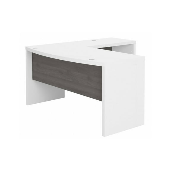 Echo L Shaped Bow Front Desk in Pure White and Modern Gray - Engineered Wood