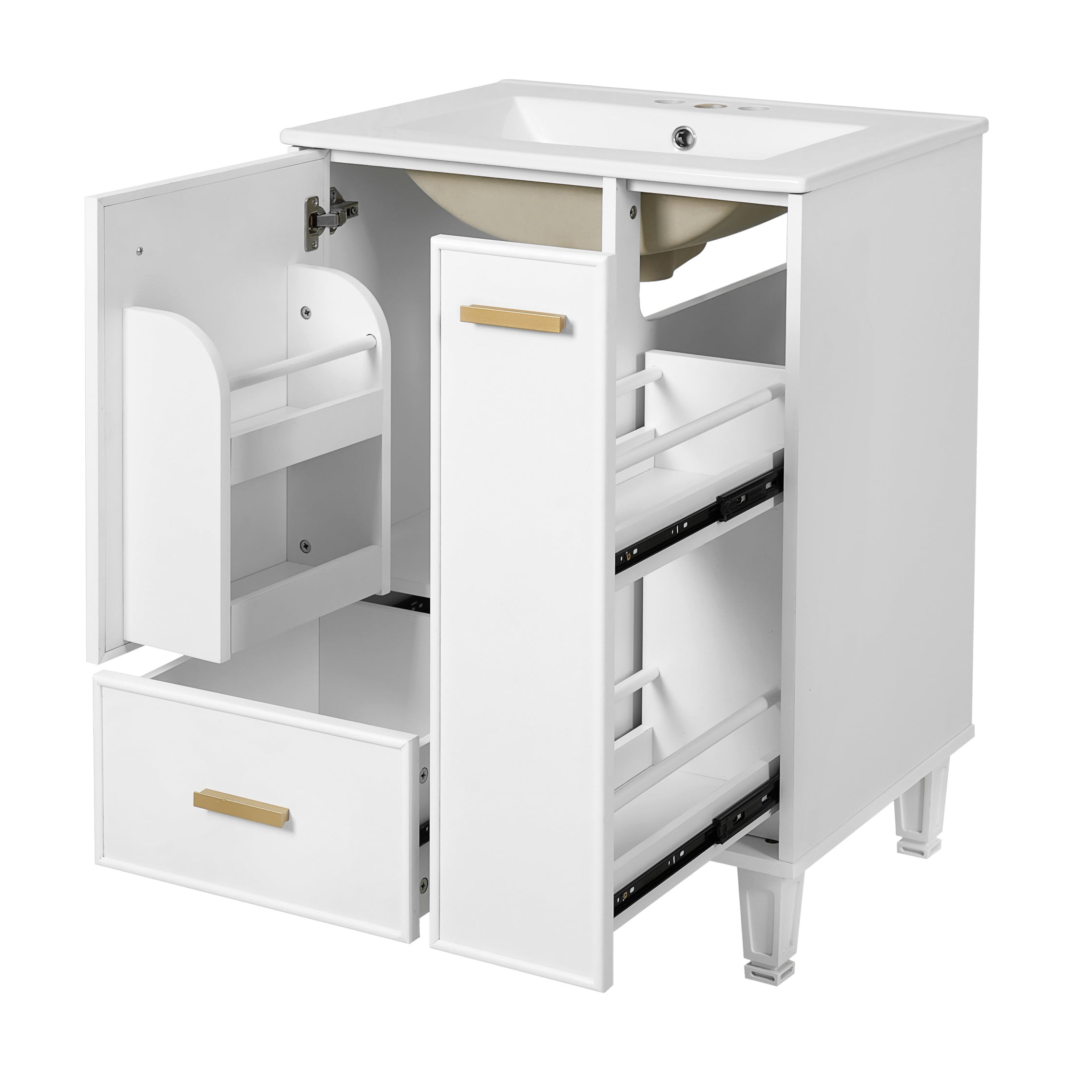 Christopher Knight Home 24" Bathroom Vanity with Sink, Soft-Close Door & Drawer, White