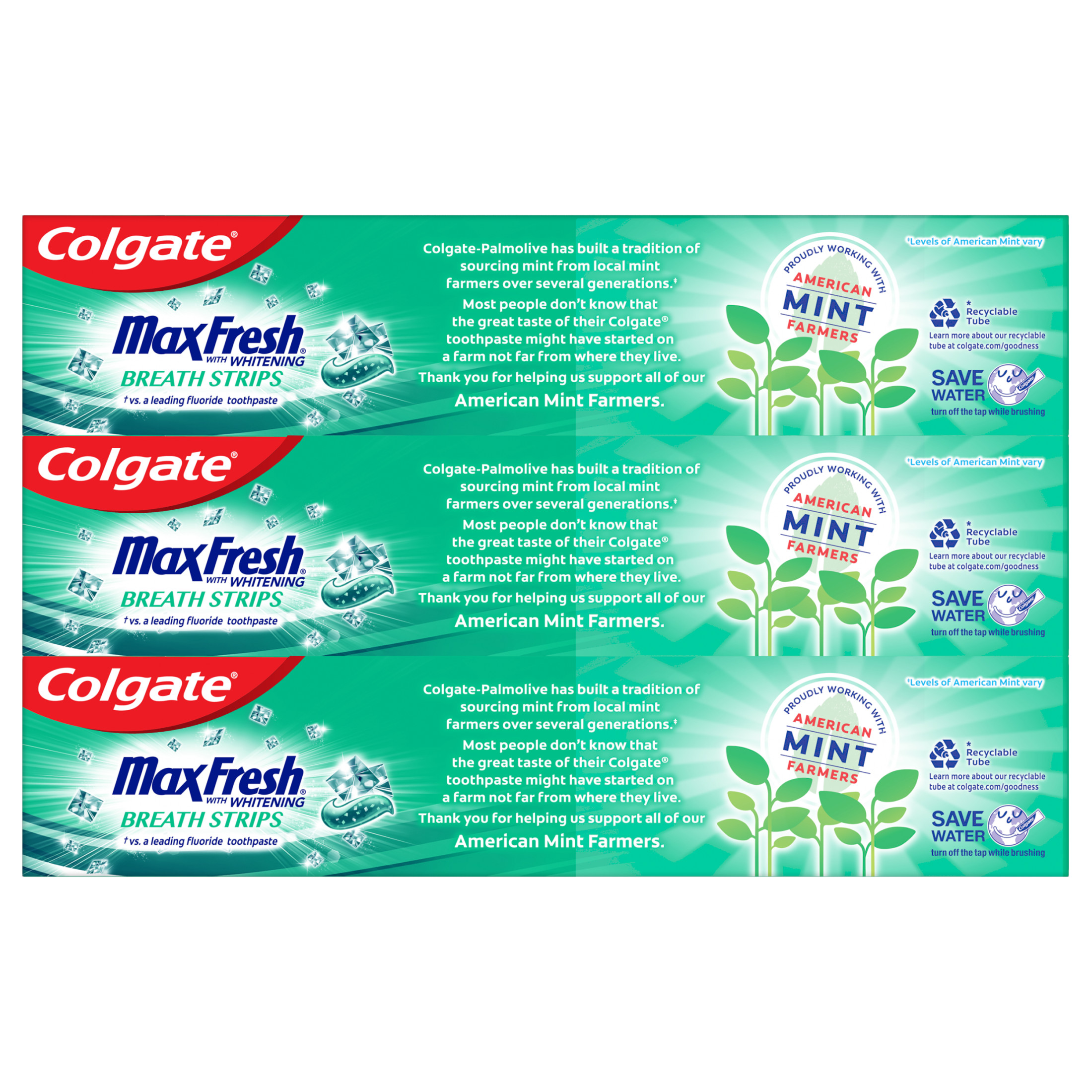 Colgate Max Fresh Clean Mint Toothpaste, 3 Pack, 6.3 Oz