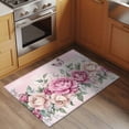 thumbnail image 2 of 2x3 Ft Entryway Area Rug, Watercolor Pink Floral Kitchen Rug Runner Washable Floor Mat, Spring Romantic Roses Butterfly Non Slip Indoor Door Mat Throw Carpet for Bathroom Living Room Bedroom, 2 of 8