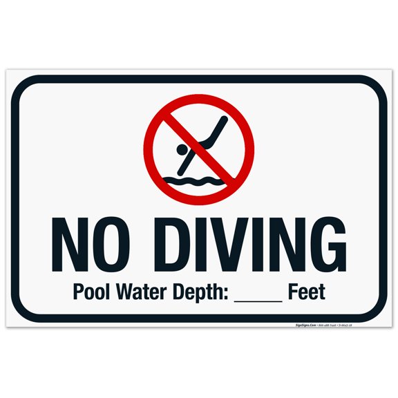 No Diving Sign, Pool Sign, (SI-6645)