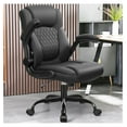 thumbnail image 2 of Leather Office Chair, PU Home Computer Desk Chairs with Ergonomic Back Support, 360°Swivel Free，Small Gmaing Chair with Wheels and Adjustable Armrests, for Short People Use, Black MP245, 2 of 7