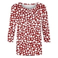 thumbnail image 4 of WREESH Women's 3/4 Sleeve T Shirts Valentine's Trendy Printed Blouses 2025 Spring Summer Casual Pullover Tops Red, 4 of 5