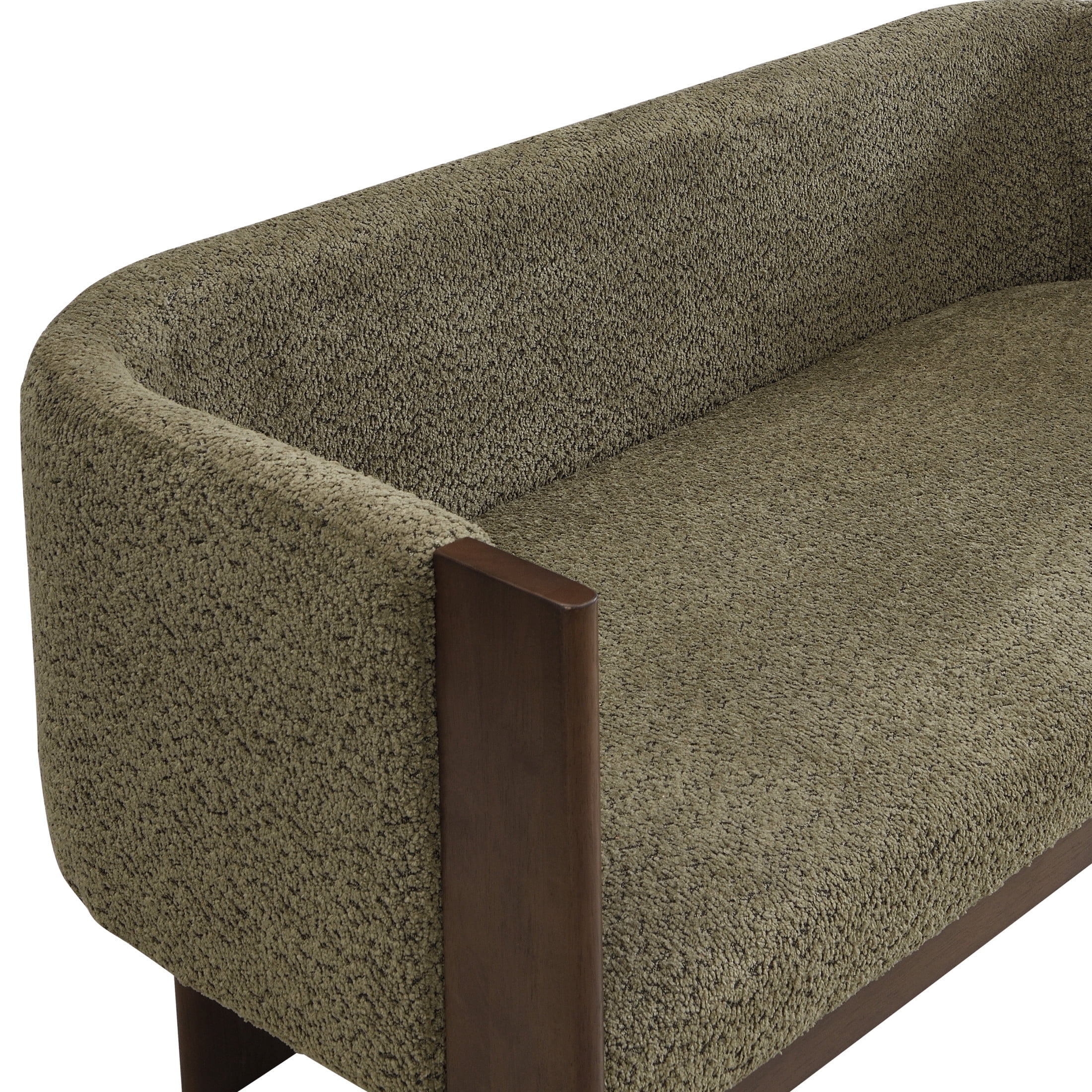 Christopher Knight Home 48.5" Upholstered Solid Loveseat, Modern 2-Seat Sofa, Walnut+Green