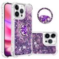 thumbnail image 1 of Funda para iPhone 16 Pro con Brillo Líquido Flotante, Purpurina, Parachoques y Anillo Giratorio Soporte, 1 of 5