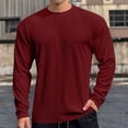 thumbnail image 2 of ZCFZJW Big and Tall Sweatshirts for Men Fall Winter Long Sleeve Crewneck Basic Workout Tees Shirt Casual Solid Color Pullover Tops Wine XL, 2 of 6