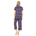 thumbnail image 4 of Lati Fashion Women Pajamas Set Capri and Button Down Top Short Sleeve, 2-Piece Female Pajamas Set Navy XL, 4 of 4