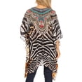 thumbnail image 2 of Sakkas Aymee Women's Caftan Poncho Cover up V neck Top Lace up With Rhinestone - ZBK229-Black - One Size Regular, 2 of 5