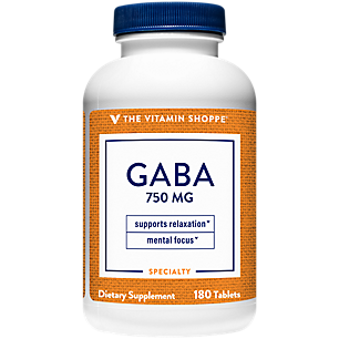 The Vitamin Shoppe GABA 750MG (Gamma-Aminobutyric Acid)  Supports Relaxation  Once Daily (180 Tablets)