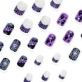 thumbnail image 3 of 24Pcs Halloween Purple Ghost Spider Web Press On Nails, Short French Tip Fake Nails with Glossy Finish, Reusable False Nail Tips for Women, DIY Festive Party Manicure Set, 3 of 6