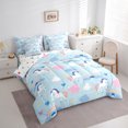 thumbnail image 3 of Castle Fairy Kawaii Unicorn Bedding Comforter Set,Floral Love Heart King Bedding Sets, 3 of 8
