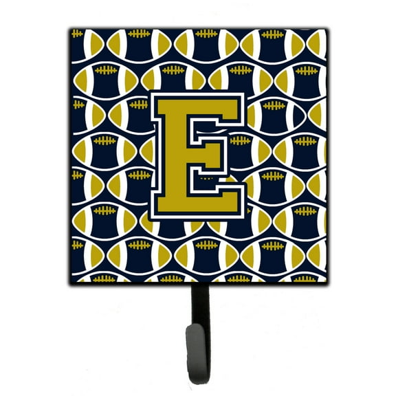 Carolines Treasures CJ1074-ESH4 Letter E Football Blue and Gold Leash or Key Holder Single Hook multicolor