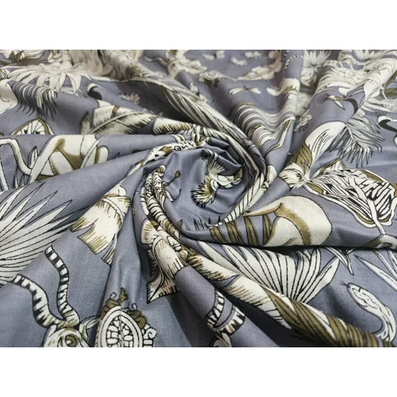 100% Cotton Floral Leaf Print Clothing 5 Yard Curtain Making Indian Fabric Craft