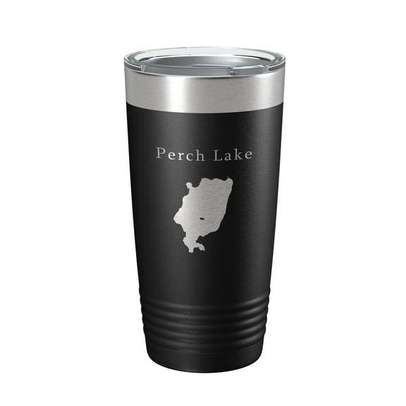 Perch Lake Map Tumbler Travel Mug Insulated Laser Engraved Coffee Cup Michigan 20 oz Black