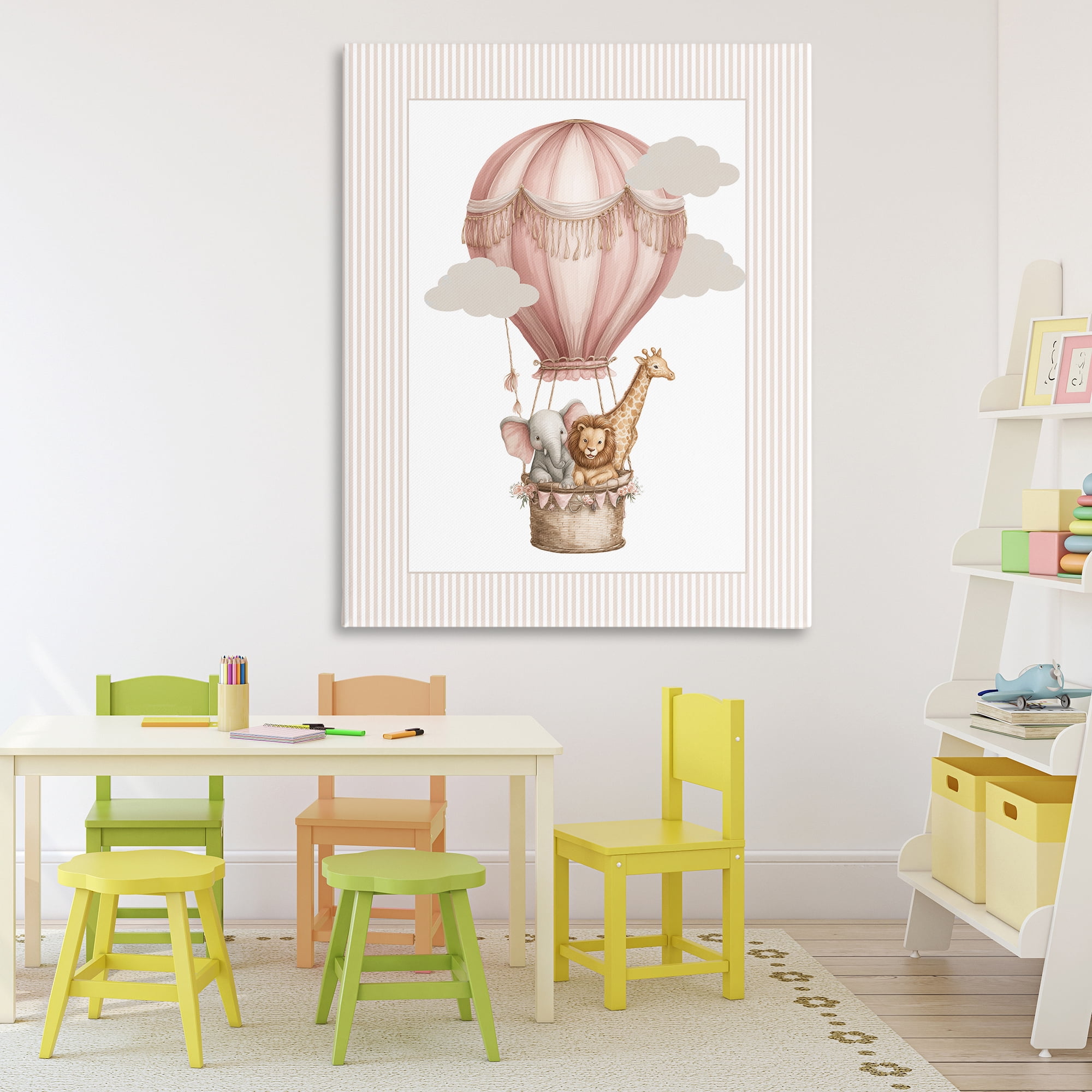 Stupell Industries Hot Air Balloon Animals Pink Canvas Wall Art, design by Christine Simpson Art