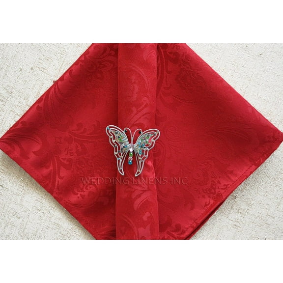 Wedding Linens Inc. (10 pcs) 20'' x 20" Jacquard Damask Polyester Napkins - Apple Red