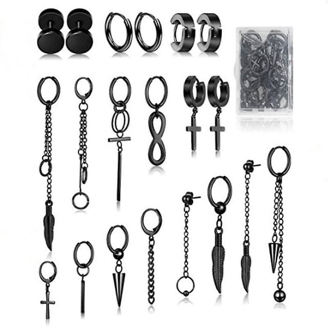 Juego de 20 pendientes de aro con bisagras de acero inoxidable, joyería de moda coreana Kpop
