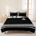 thumbnail image 3 of Full Quilt Set 78''x90'', Black Striped Lightweight Summer Bedspread Coverlet Set with 2 Pillow Shams, Farmhouse Black White Stripes Breathable All Season Quilt Bedding for Bedroom/Guest Room, 3 of 9