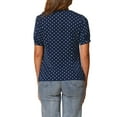 thumbnail image 3 of INSPIRAR CHIC Blusa Vintage para Mujeres con Lunares, Cuello Peter Pan, Mangas Cortas Abullonadas, Top Azul Oscuro S, 3 of 6
