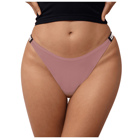 Fulorrnie Underwear for Women Seamless Thong No Show Comfort Panties Waistband Banded Waist Stretchable Panty  Pink  L