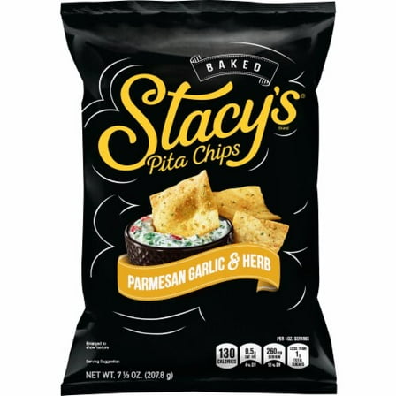 Stacy's Parmesan Garlic & Herb Flavored Baked Pita Chips Snacks 7.33 oz - Pack of 2