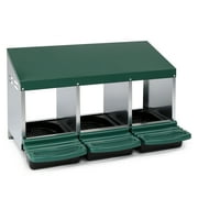 Ktaxon 3-Room Poultry Feeder Chicken Feeder Automatic Chicken Nesting Boxes for Laying Eggs, Galvanized Steel Hen Nesting Box,Green