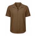 thumbnail image 5 of BiZtdJrK Mens Muscle Dress Shirts Short Sleeve Business Casual Button Down Hawaiian Shirt Summer Vacation Travel Tops Coffee XXL, 5 of 9