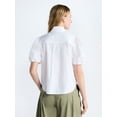 thumbnail image 3 of Free Assembly Women's Cotton Bow Blouse with Short Puff Sleeves, Sizes XS-XXL, 3 of 5