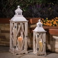 thumbnail image 2 of Glitzhome  Farmhouse Wooden Metal Lanterns Set of Two White, 2 of 5