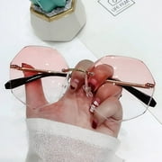 Retro Rimless Round Sunglasses Women Metal Gradient Sun Glasses Lady Vintage Designer Cutting Lens Frameless Shades Oculos
