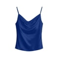 thumbnail image 5 of Inverlee Satin Cowl Neck Cami Top for Wome Casual Sleeveless Spaghetti Strap Blousen Party Wear Basic Tank Tops Blue M, 5 of 7