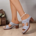 thumbnail image 5 of HNMKIU Sandals for Women Fashion Open Toe Platform Slides Breathable Hollow Out Design Casual Comfort Slippers with Heel Beach Shoes Light Gray,8, 5 of 8