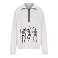 thumbnail image 3 of Blusa de mujer con cremallera y solapa con estampado de Halloween Pompotops  FGAJ21095, 3 of 7